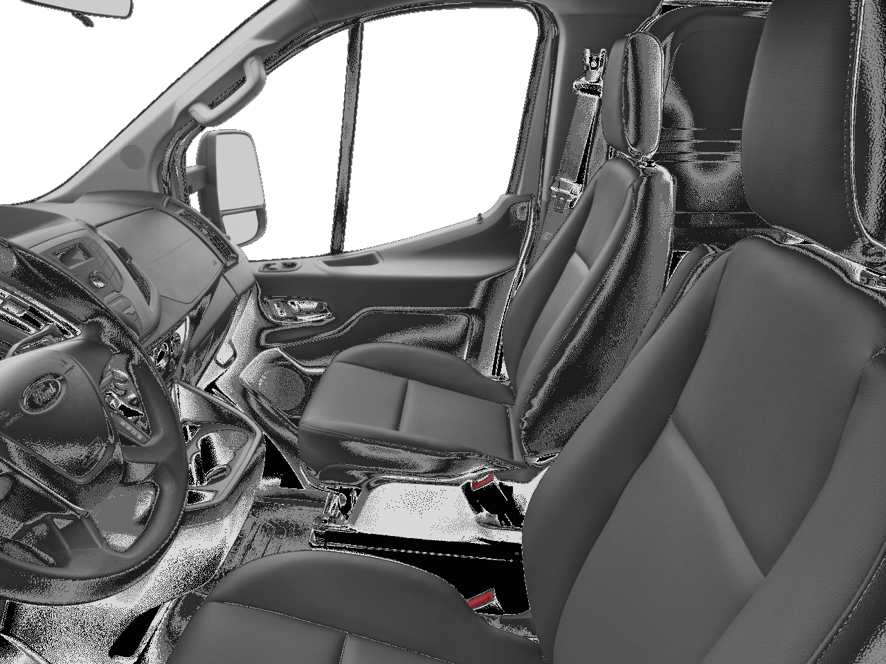 2016 Ford Transit Cargo Van T-150 148" Low Rf 8600 GVWR Sliding RH Dr - Interior Driver's Side with Door Open, Front Seat Feature