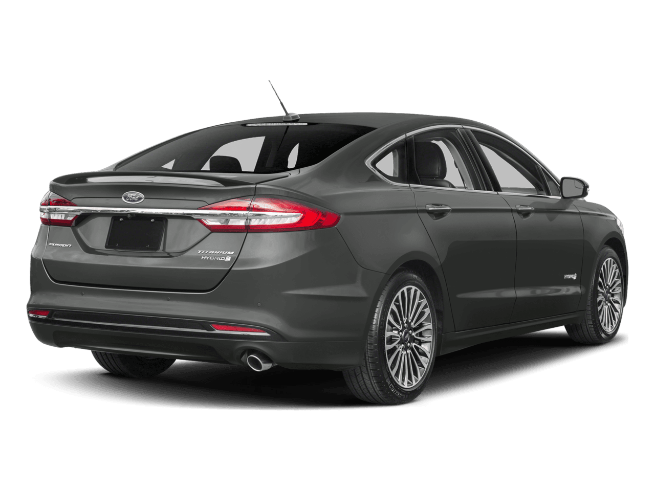 2017 Ford Fusion Hybrid Titanium FWD - Rear 3/4, facing to the right