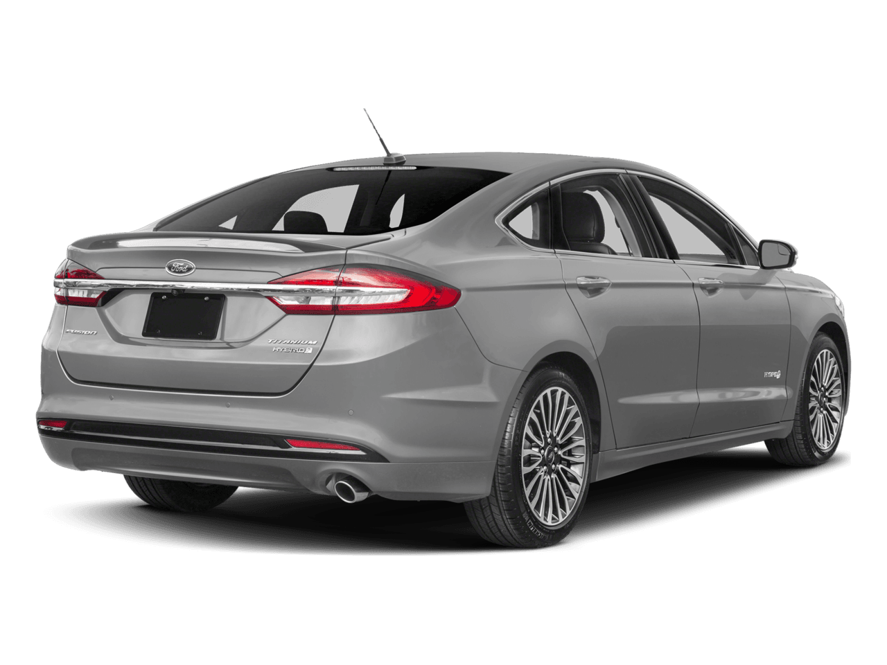 2017 Ford Fusion Hybrid Titanium FWD - Rear 3/4, facing to the right