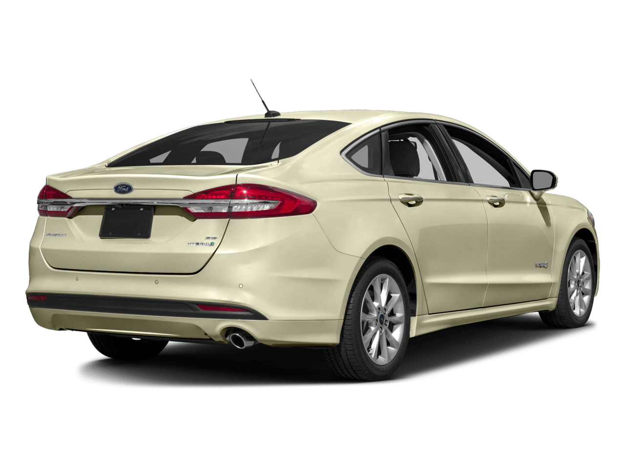 2017 Ford Fusion Hybrid S FWD - Rear 3/4, facing to the right