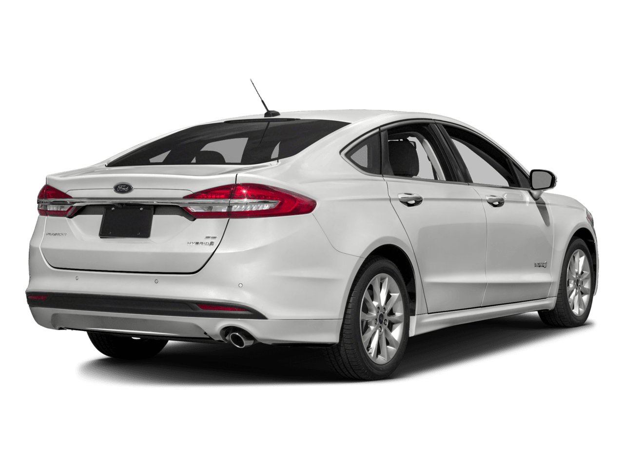 2017 Ford Fusion Hybrid S FWD - Rear 3/4, facing to the right