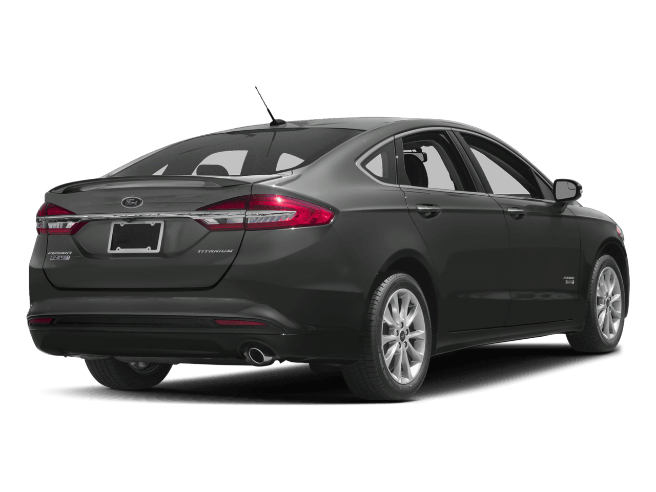 2017 Ford Fusion Energi Titanium FWD - Rear 3/4, facing to the right