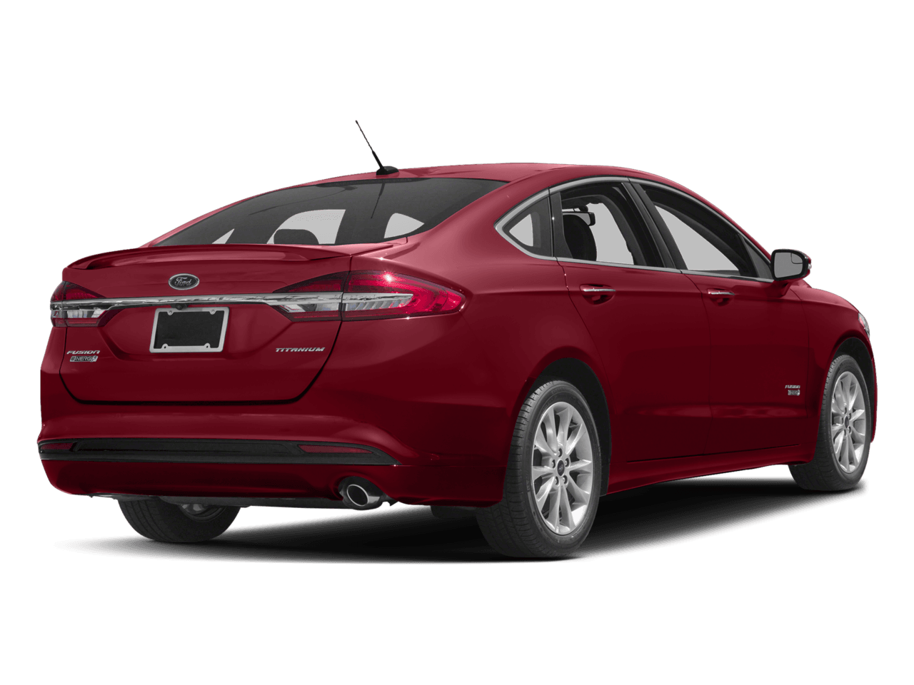 2017 Ford Fusion Energi Titanium FWD - Rear 3/4, facing to the right