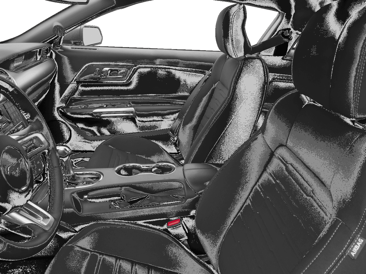 2017 Ford Mustang V6 Fastback - Interior Driver's Side with Door Open, Front Seat Feature