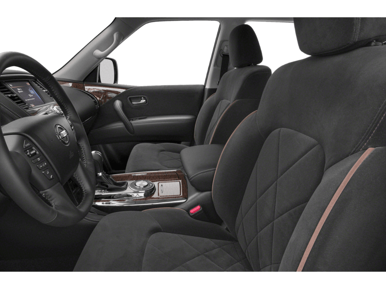 2018 Nissan Armada SV - Interior Driver's Side with Door Open, Front Seat Feature