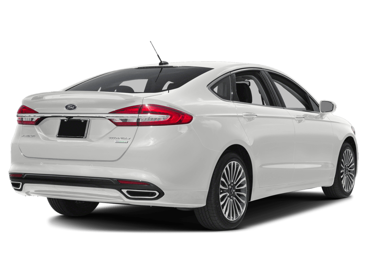 2018 Ford Fusion Titanium FWD - Rear 3/4, facing to the right