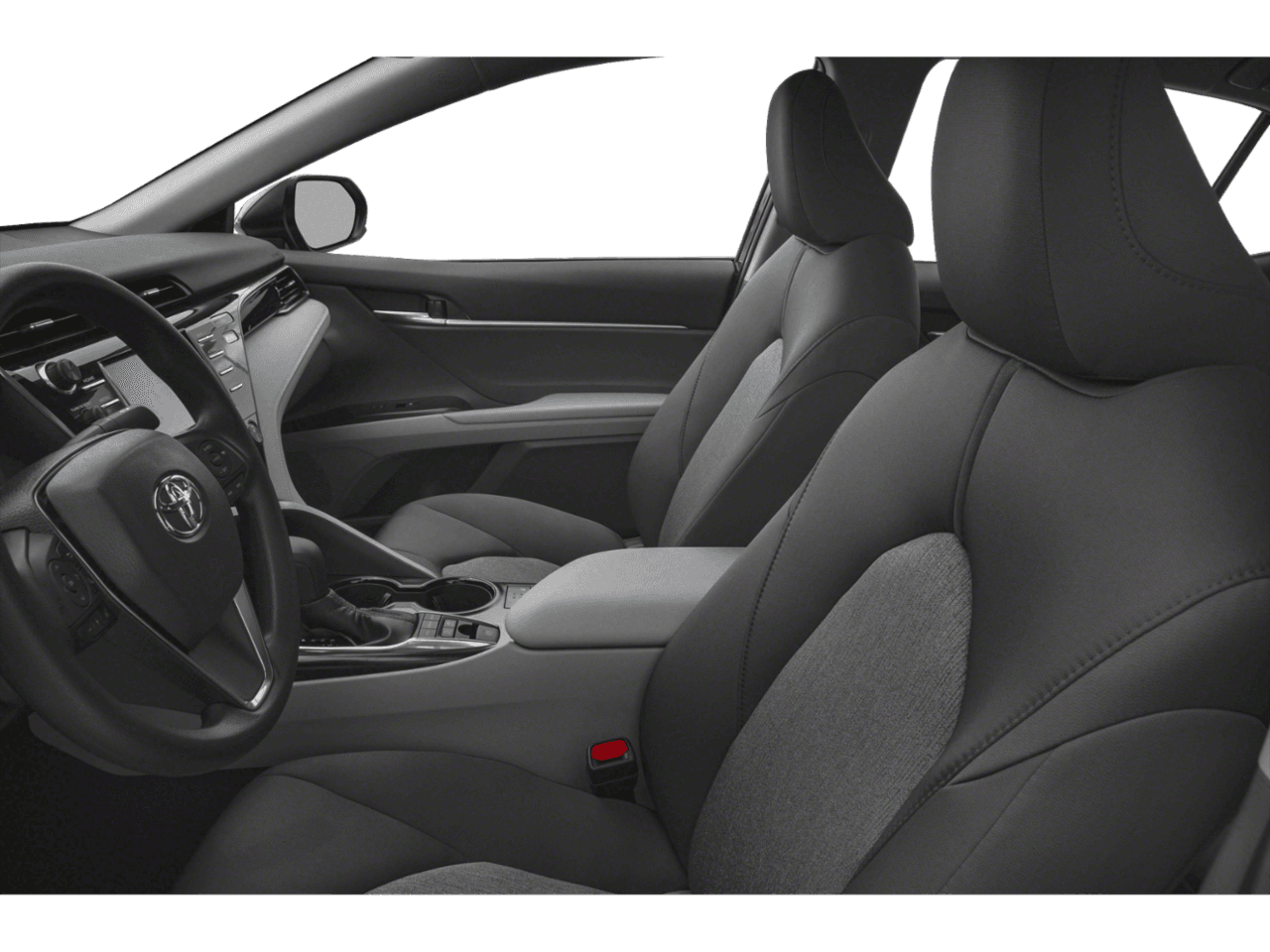 2018 Toyota Camry Hybrid LE - Interior Driver's Side with Door Open, Front Seat Feature