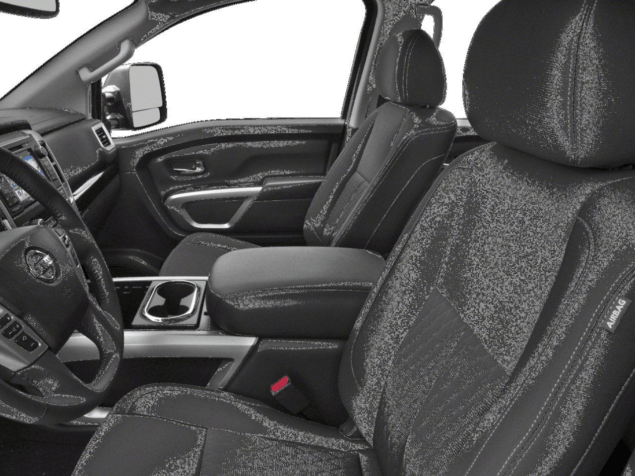 2018 Nissan Titan XD SV - Interior Driver's Side with Door Open, Front Seat Feature