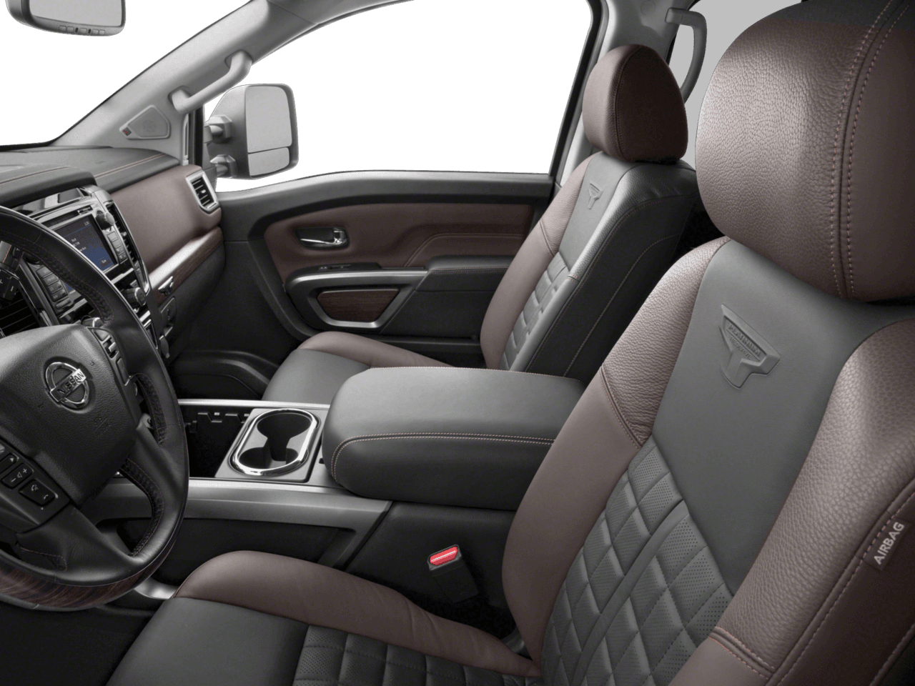 2018 Nissan Titan XD Platinum Reserve - Interior Driver's Side with Door Open, Front Seat Feature