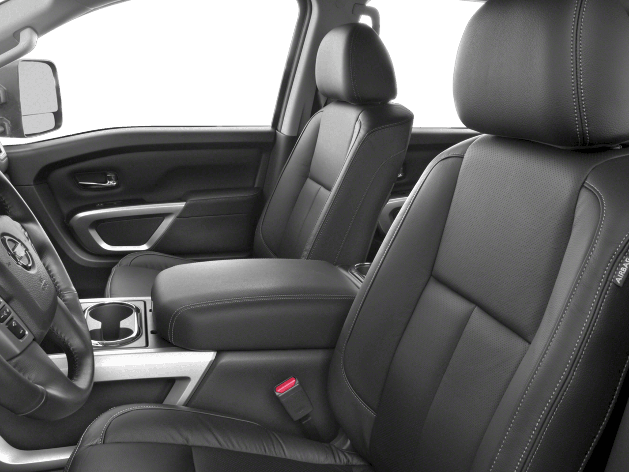 2018 Nissan Titan XD SL - Interior Driver's Side with Door Open, Front Seat Feature