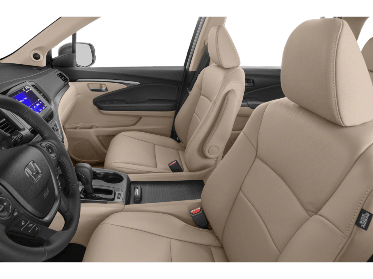 2018 Honda Pilot EX-L - Interior Driver's Side with Door Open, Front Seat Feature