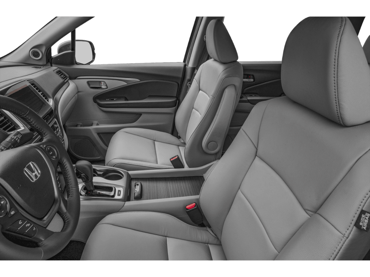 2018 Honda Pilot EX-L - Interior Driver's Side with Door Open, Front Seat Feature