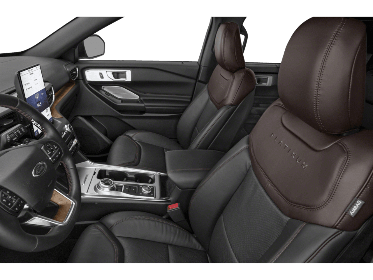 2020 Ford Explorer Platinum 4WD - Interior Driver's Side with Door Open, Front Seat Feature