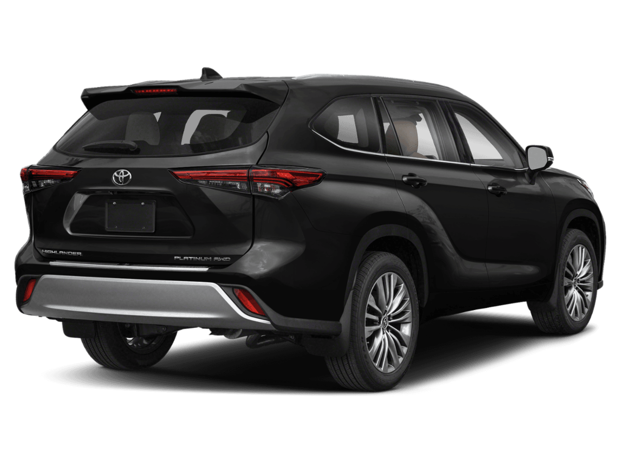 2020 Toyota Highlander Platinum - Rear 3/4, facing to the right