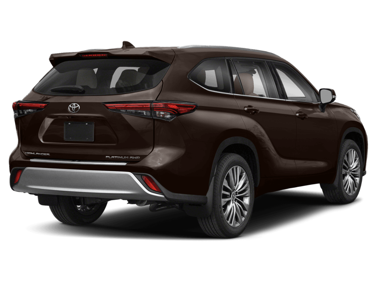 2020 Toyota Highlander Platinum - Rear 3/4, facing to the right