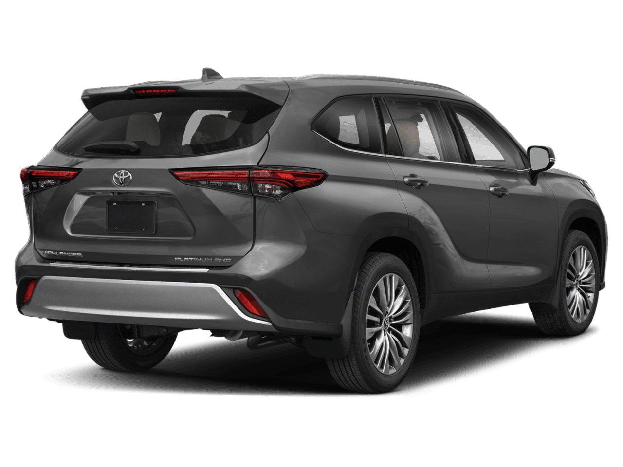 2020 Toyota Highlander Platinum - Rear 3/4, facing to the right