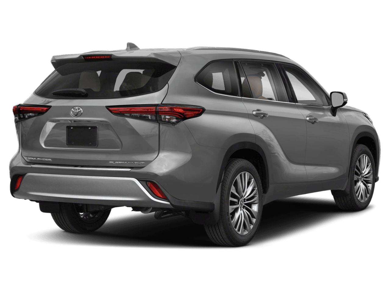 2020 Toyota Highlander Platinum - Rear 3/4, facing to the right
