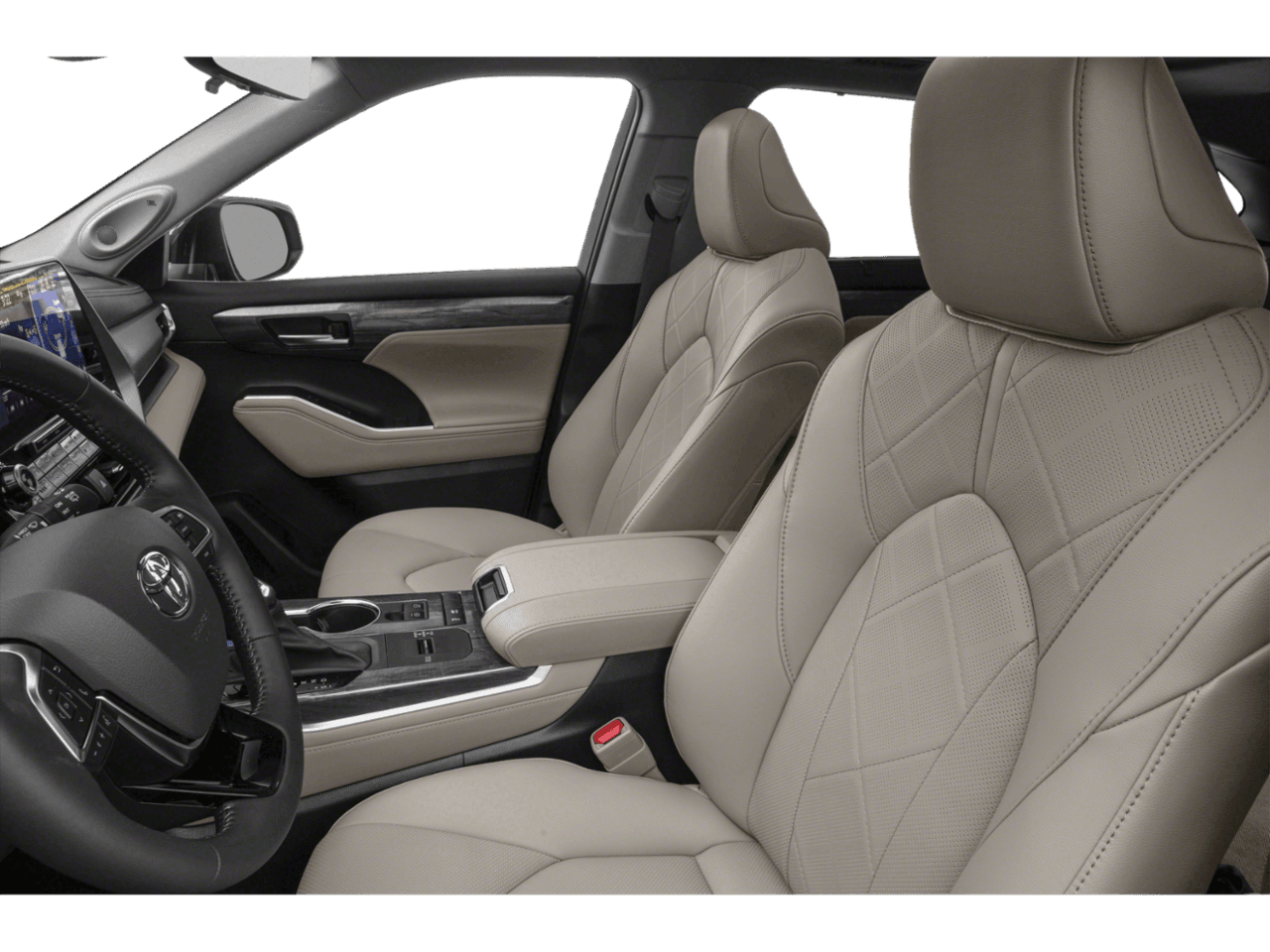 2020 Toyota Highlander Hybrid Platinum - Interior Driver's Side with Door Open, Front Seat Feature