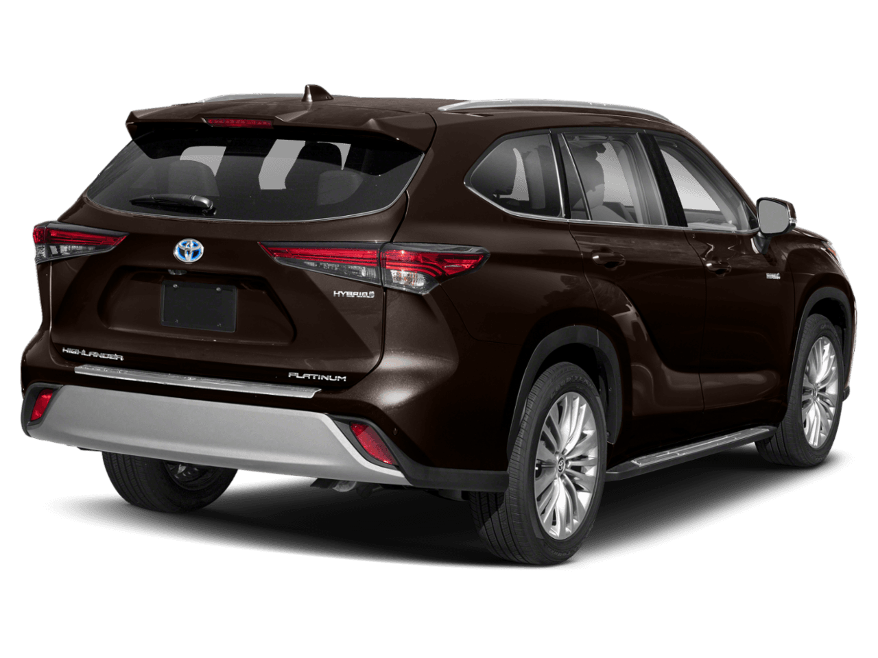 2020 Toyota Highlander Hybrid Platinum - Rear 3/4, facing to the right