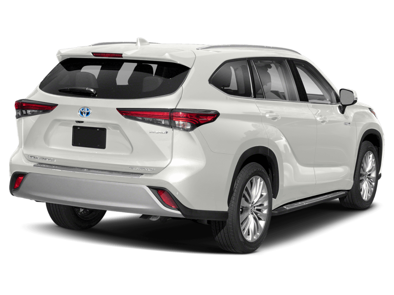 2020 Toyota Highlander Hybrid Platinum - Rear 3/4, facing to the right