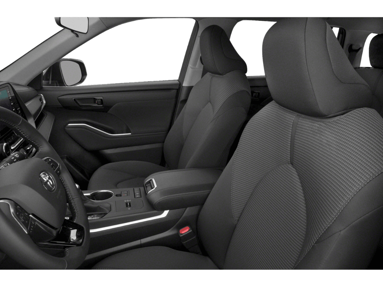 2020 Toyota Highlander Hybrid LE - Interior Driver's Side with Door Open, Front Seat Feature