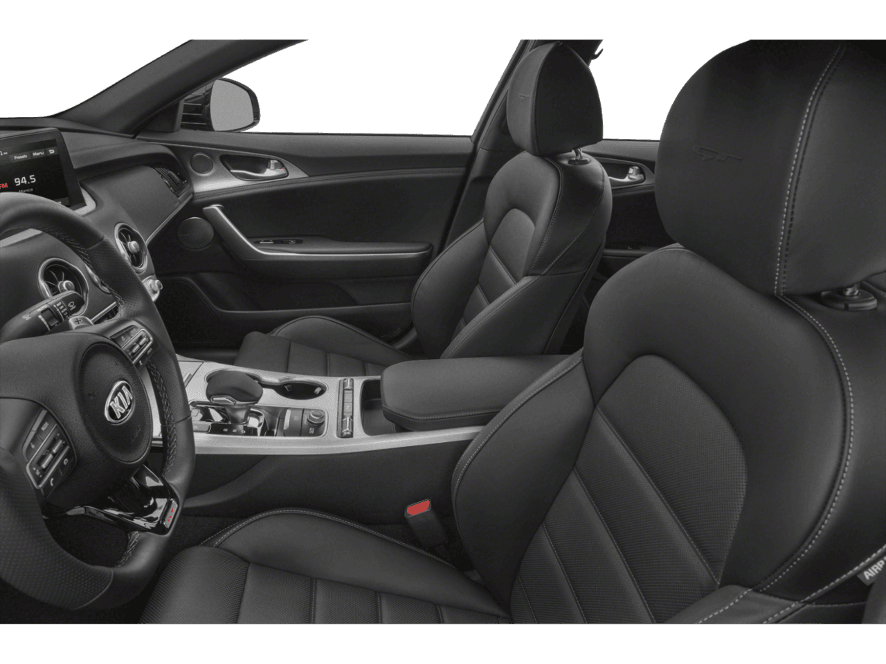 2021 Kia Stinger GT - Interior Driver's Side with Door Open, Front Seat Feature