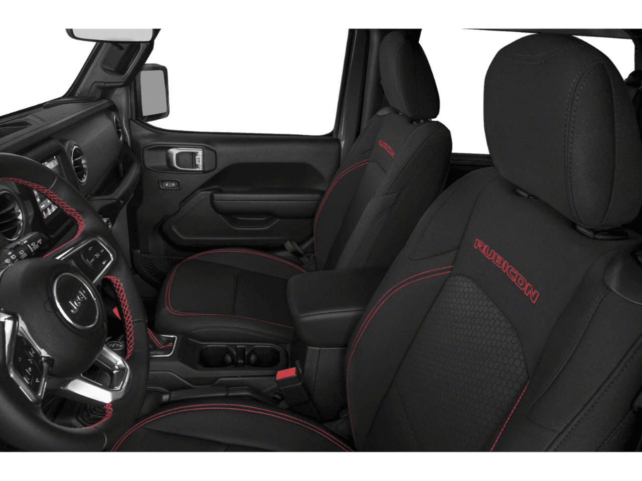 2021 Jeep Wrangler Rubicon - Interior Driver's Side with Door Open, Front Seat Feature