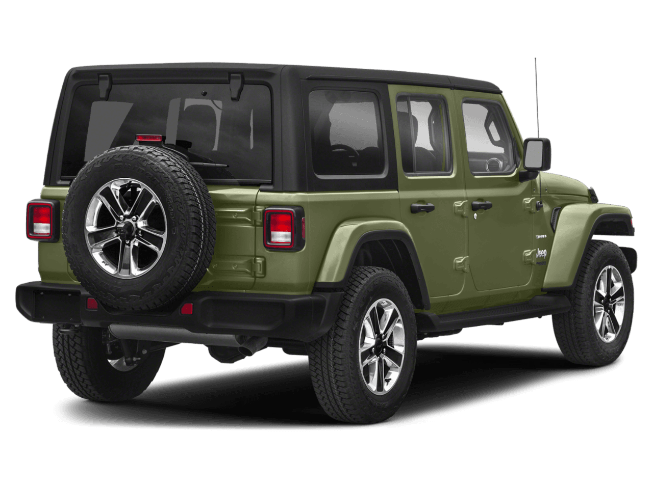 2021 Jeep Wrangler Unlimited Sahara High Altitude - Rear 3/4, facing to the right