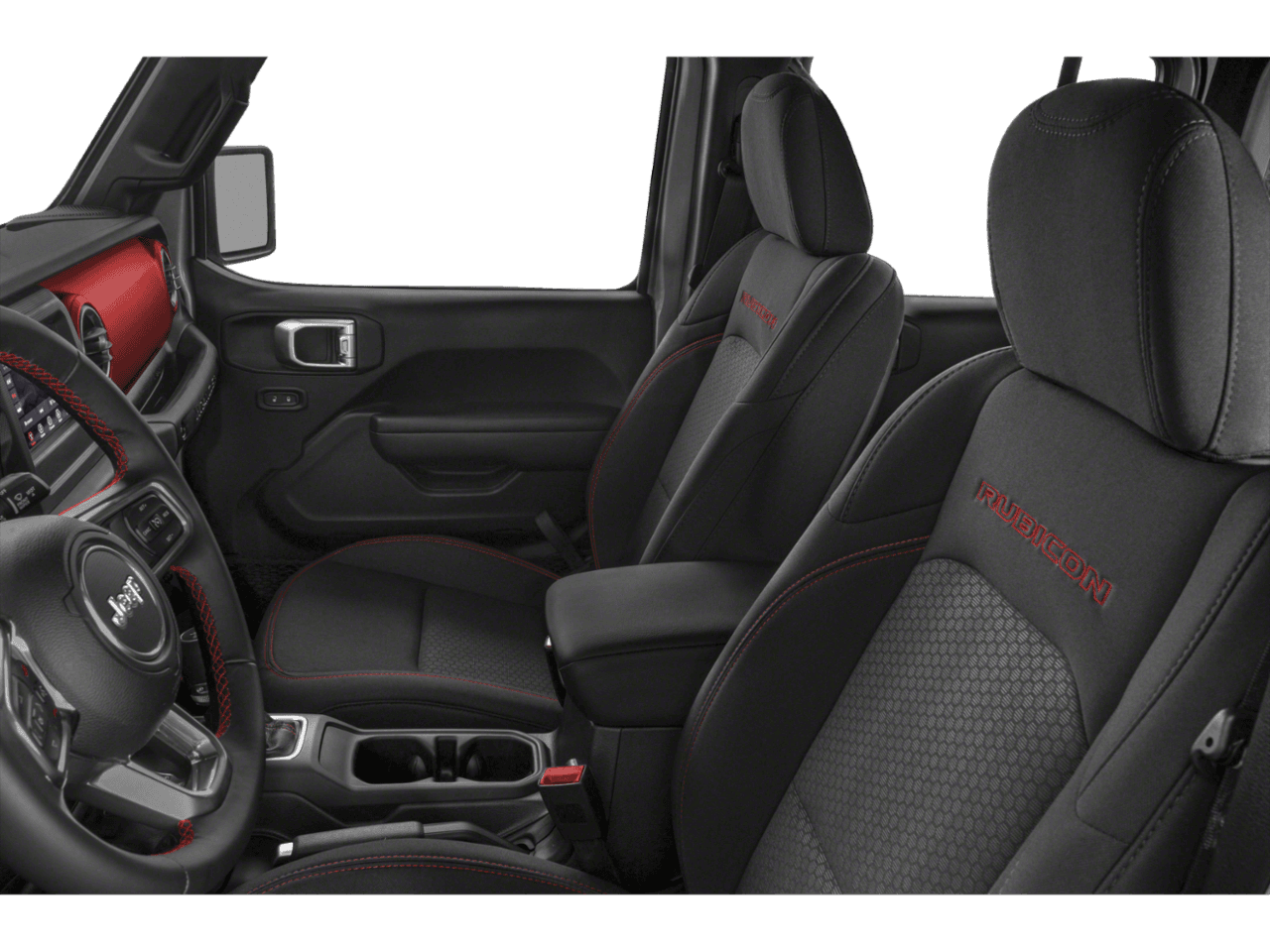 2021 Jeep Wrangler Unlimited Rubicon - Interior Driver's Side with Door Open, Front Seat Feature