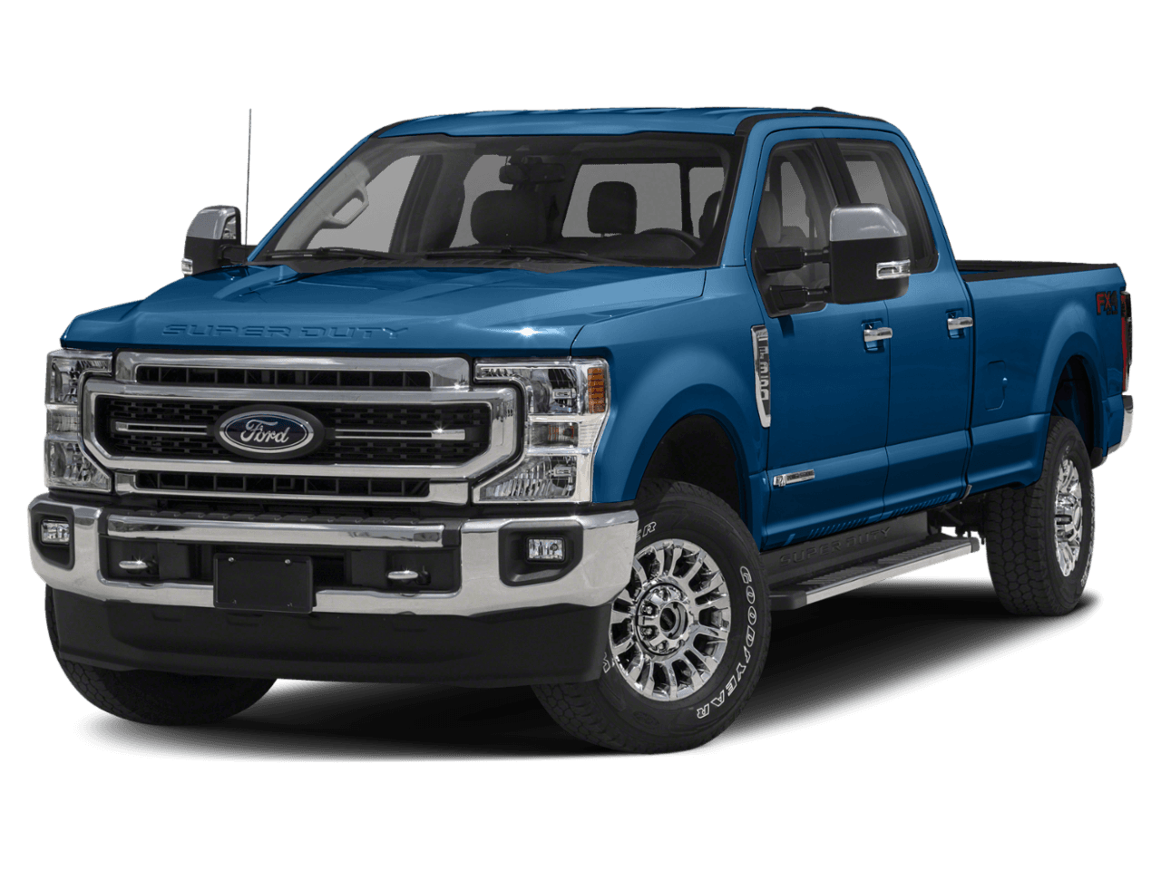 2021 Ford Super Duty F-350 DRW LARIAT 4WD Crew Cab 8' Box - Front 3/4, facing to the left