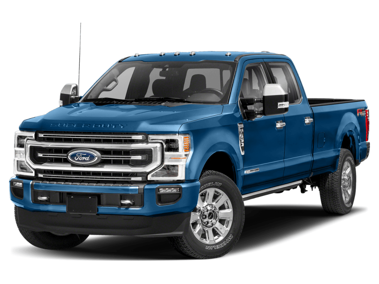 2021 Ford Super Duty F-350 DRW Platinum 4WD Crew Cab 8' Box - Front 3/4, facing to the left