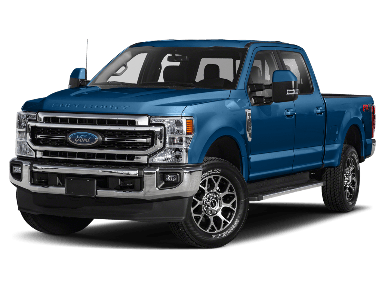 2021 Ford Super Duty F-250 SRW LARIAT 4WD Crew Cab 8' Box - Front 3/4, facing to the left