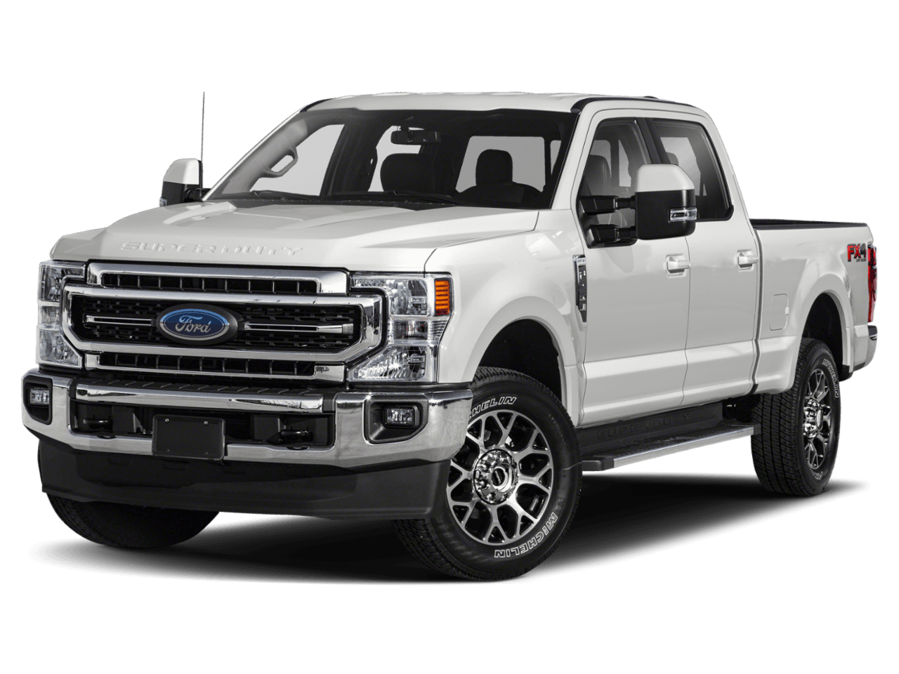 2021 Ford Super Duty F-250 SRW LARIAT 4WD Crew Cab 8' Box - Front 3/4, facing to the left