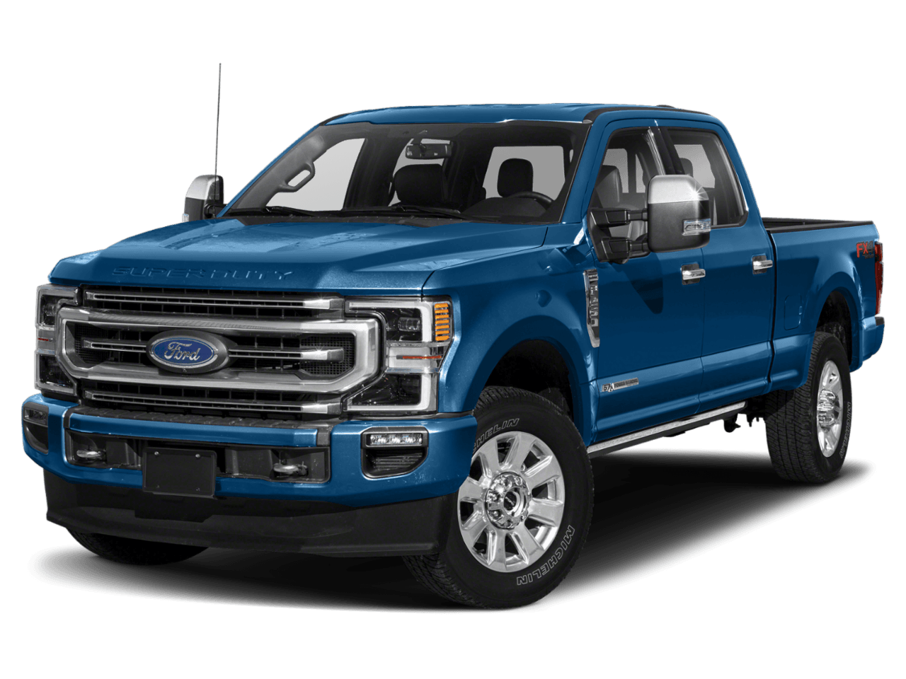 2021 Ford Super Duty F-250 SRW Platinum 4WD Crew Cab 8' Box - Front 3/4, facing to the left