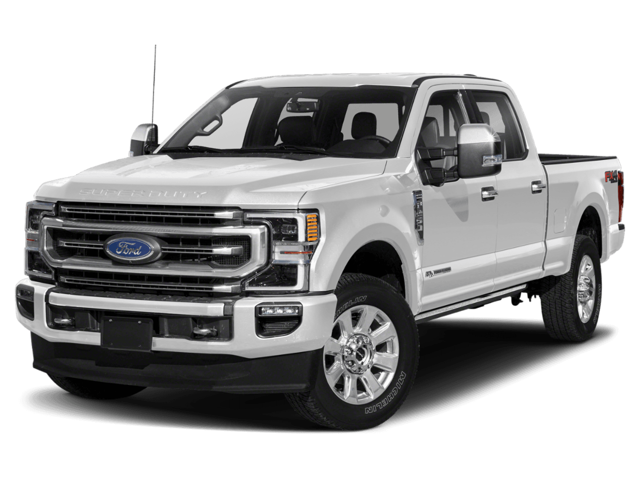 2021 Ford Super Duty F-250 SRW Platinum 4WD Crew Cab 8' Box - Front 3/4, facing to the left