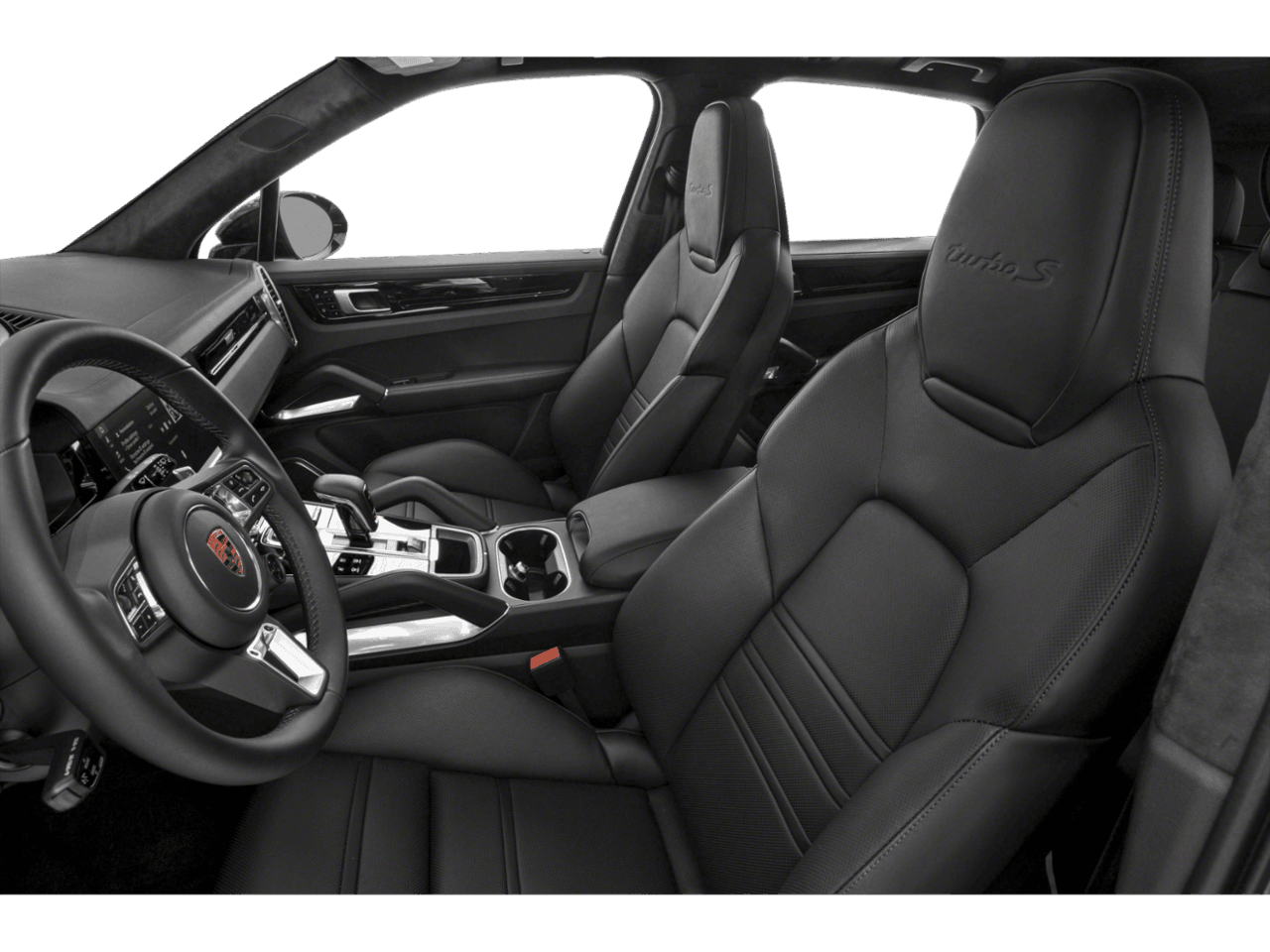 2021 Porsche Cayenne Turbo S E-Hybrid - Interior Driver's Side with Door Open, Front Seat Feature