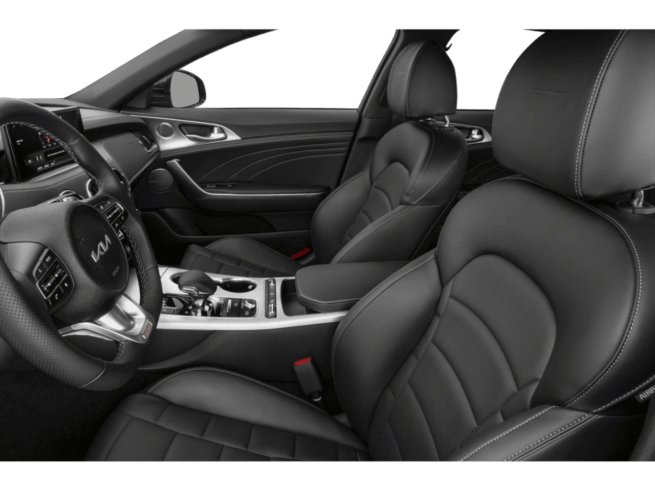 2022 Kia Stinger GT2 - Interior Driver's Side with Door Open, Front Seat Feature