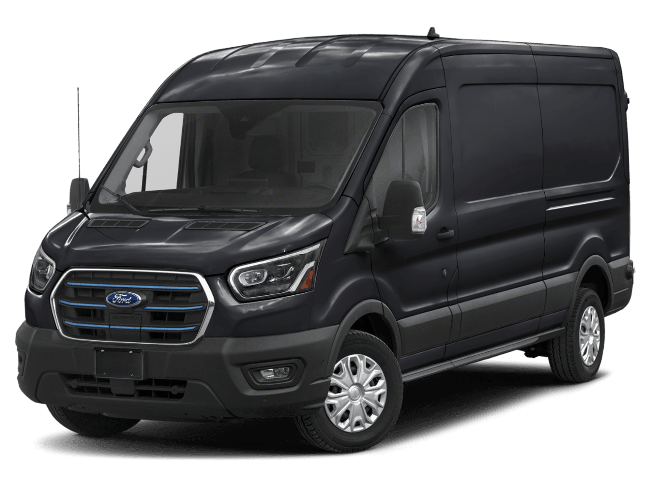 2022 Ford E-Transit Cargo Van  - Front 3/4, facing to the left