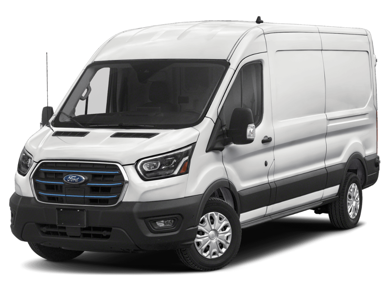 2022 Ford E-Transit Cargo Van  - Front 3/4, facing to the left