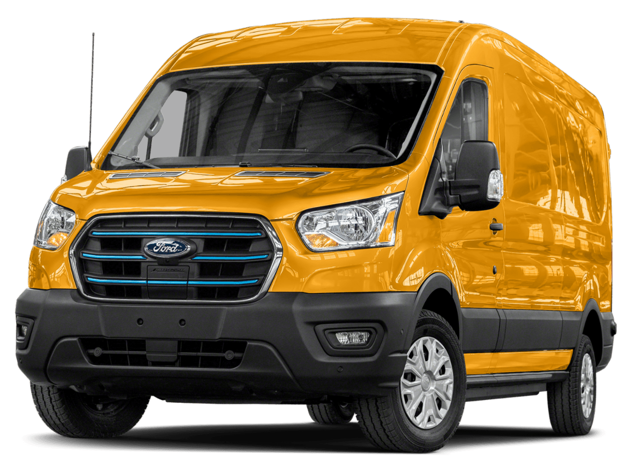 2022 Ford E-Transit Cargo Van  - Front 3/4, facing to the left