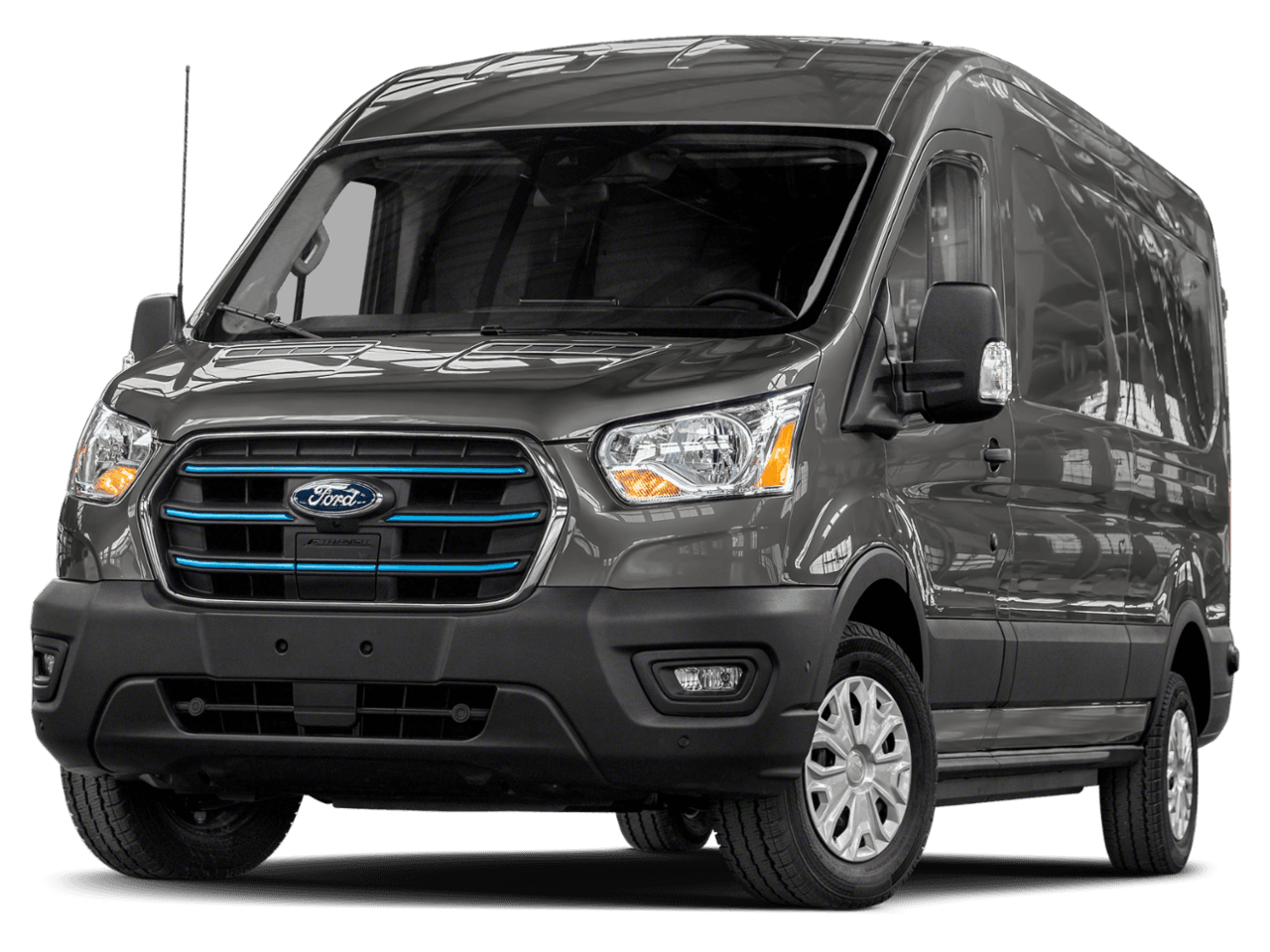 2022 Ford E-Transit Cargo Van  - Front 3/4, facing to the left