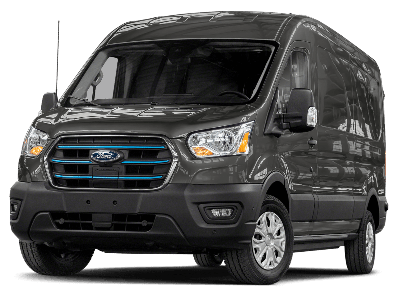 2022 Ford E-Transit Cargo Van  - Front 3/4, facing to the left
