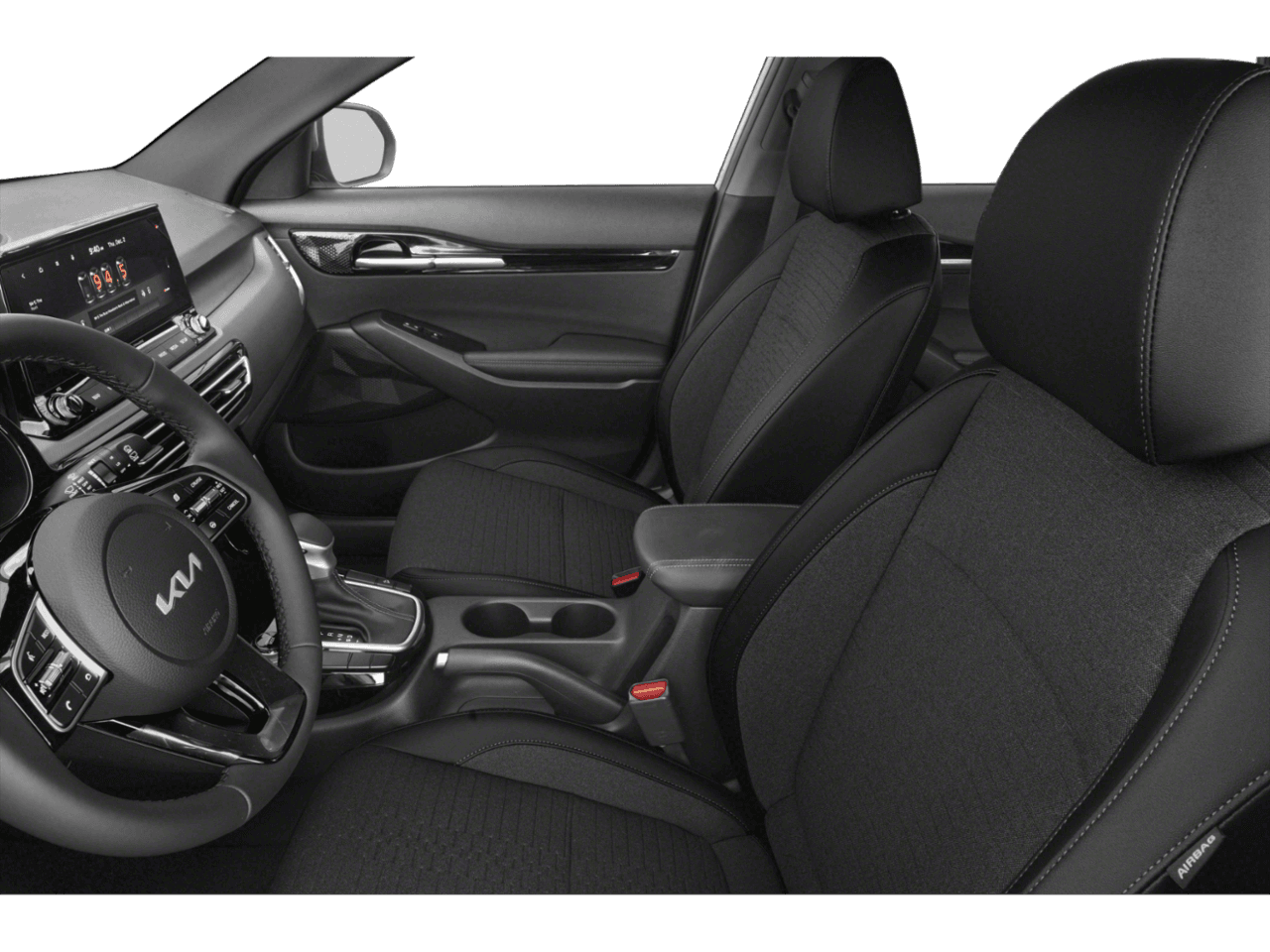 2022 Kia Seltos EX - Interior Driver's Side with Door Open, Front Seat Feature