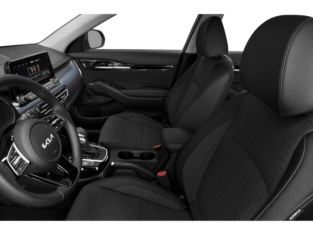 2022 Kia Seltos Nightfall - Interior Driver's Side with Door Open, Front Seat Feature