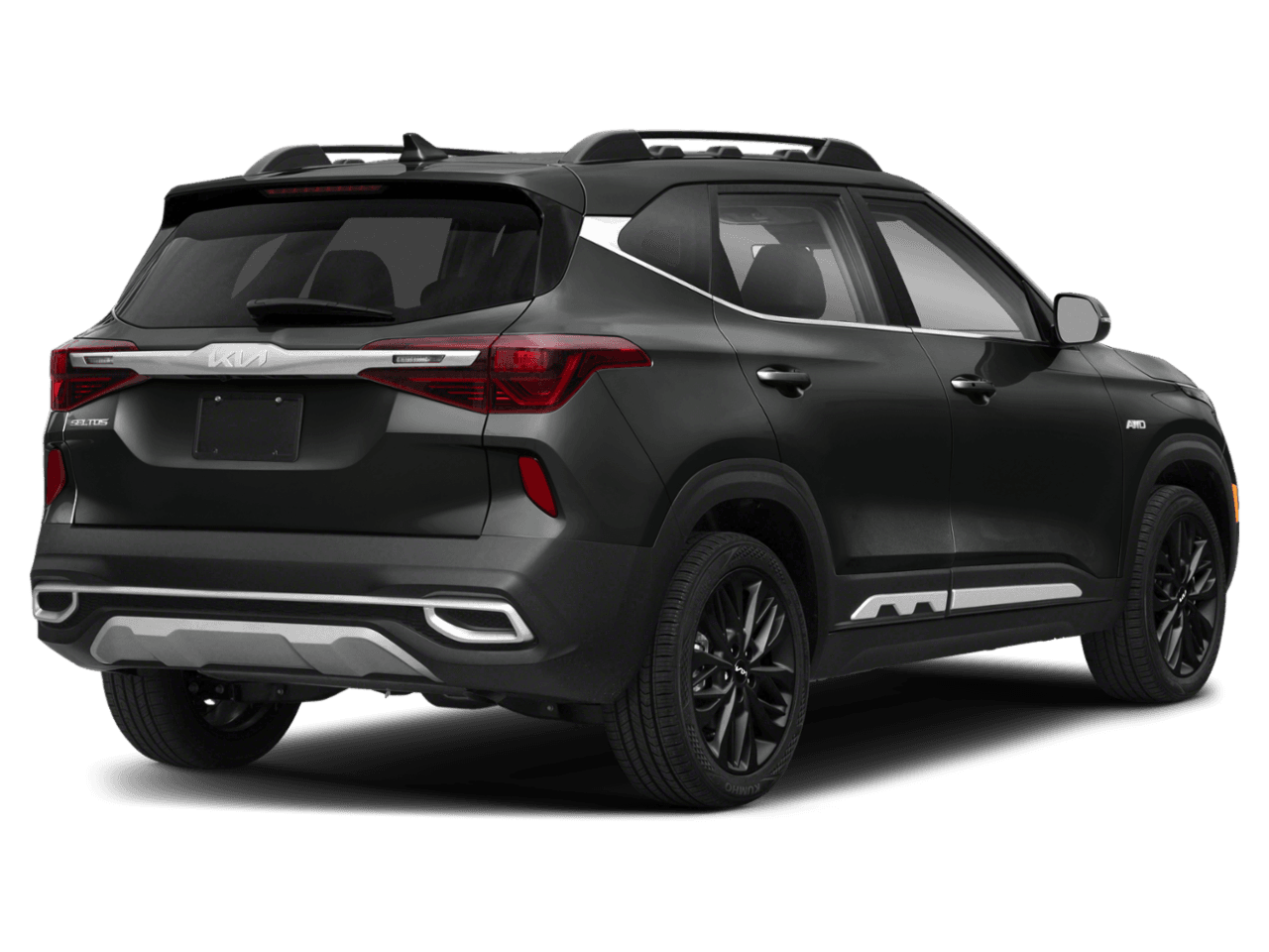 2022 Kia Seltos Nightfall - Rear 3/4, facing to the right