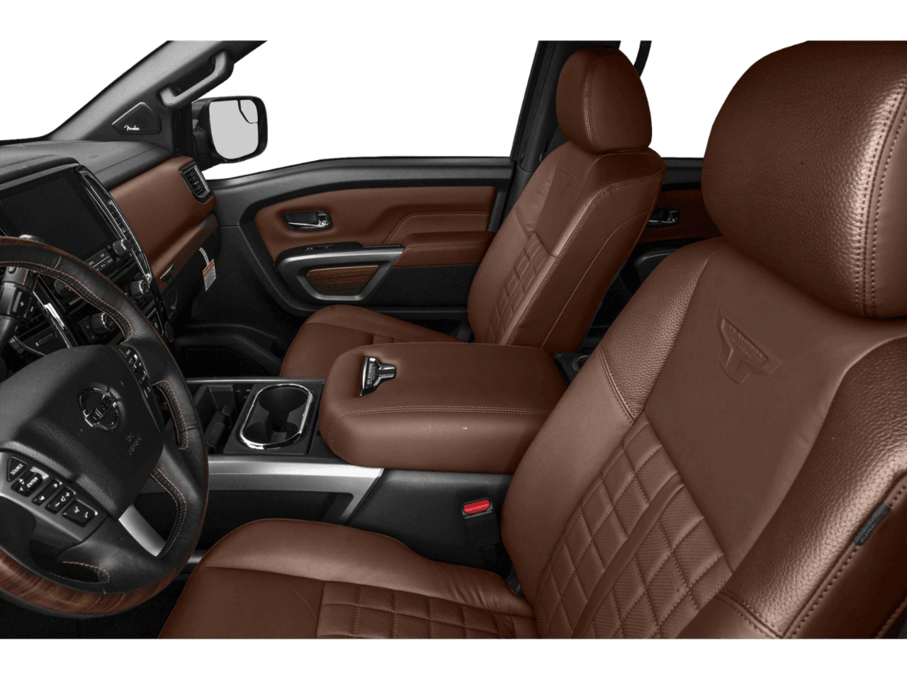2022 Nissan Titan Platinum Reserve - Interior Driver's Side with Door Open, Front Seat Feature