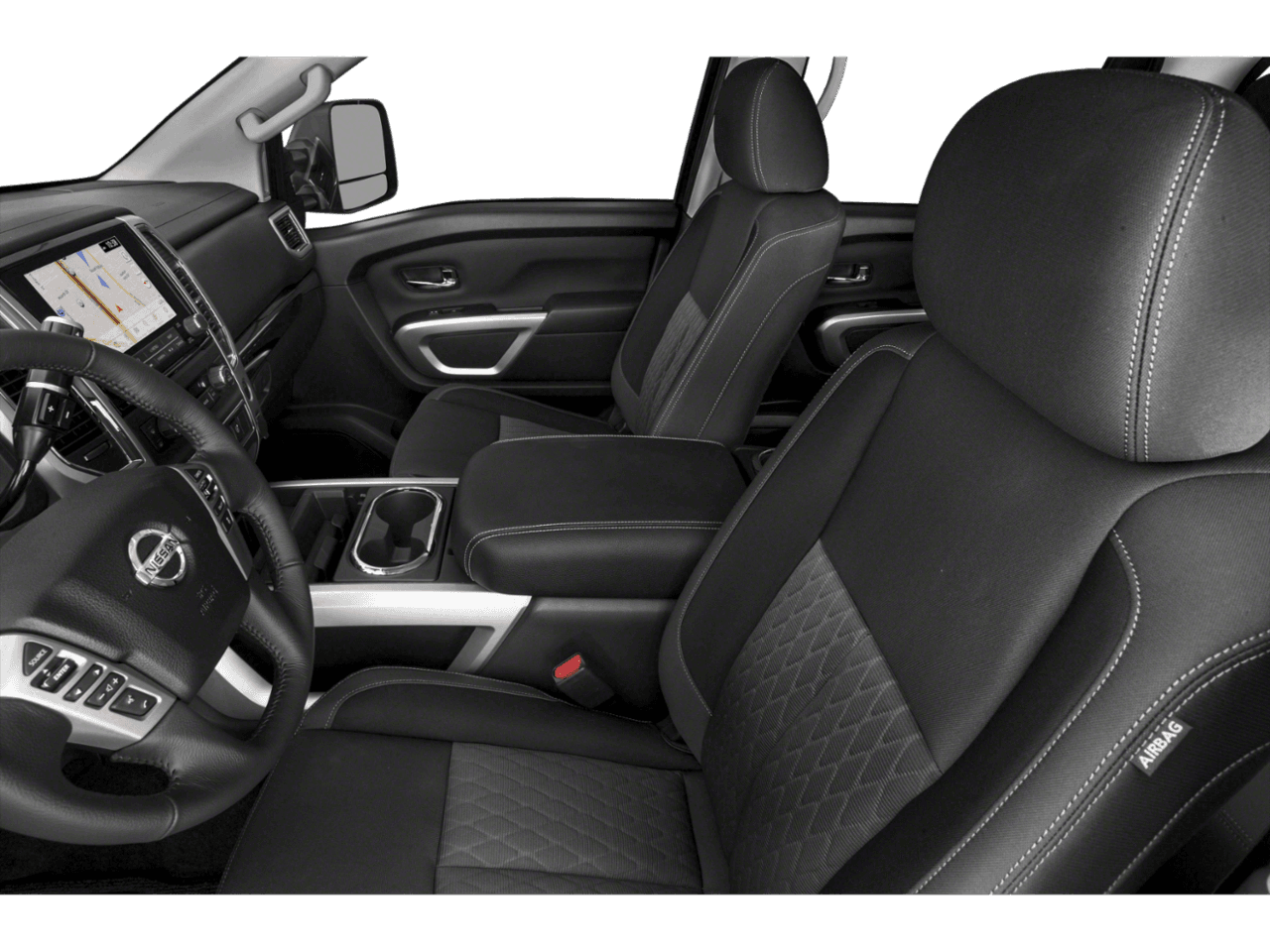 2022 Nissan Titan SV - Interior Driver's Side with Door Open, Front Seat Feature
