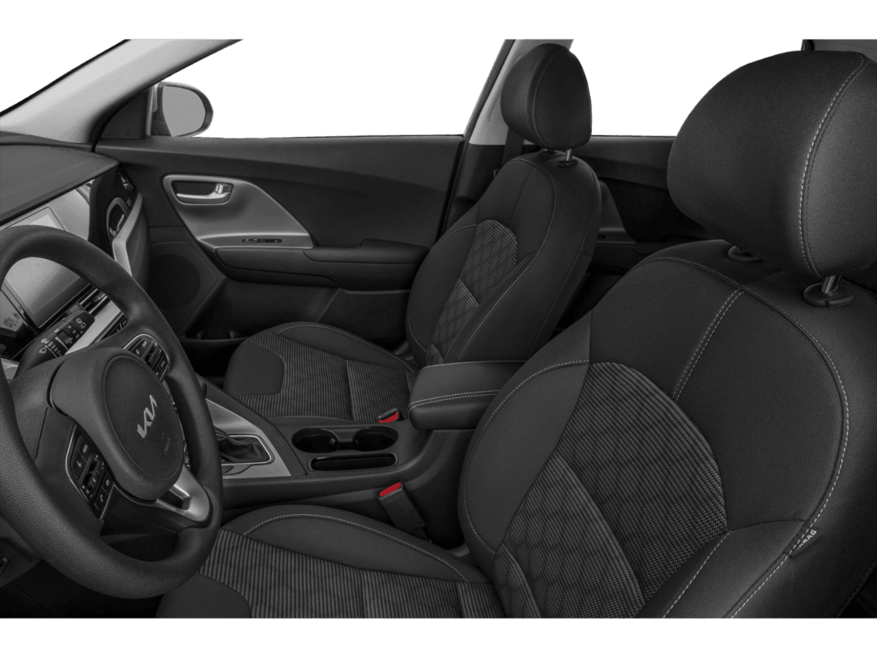 2022 Kia Niro LXS - Interior Driver's Side with Door Open, Front Seat Feature