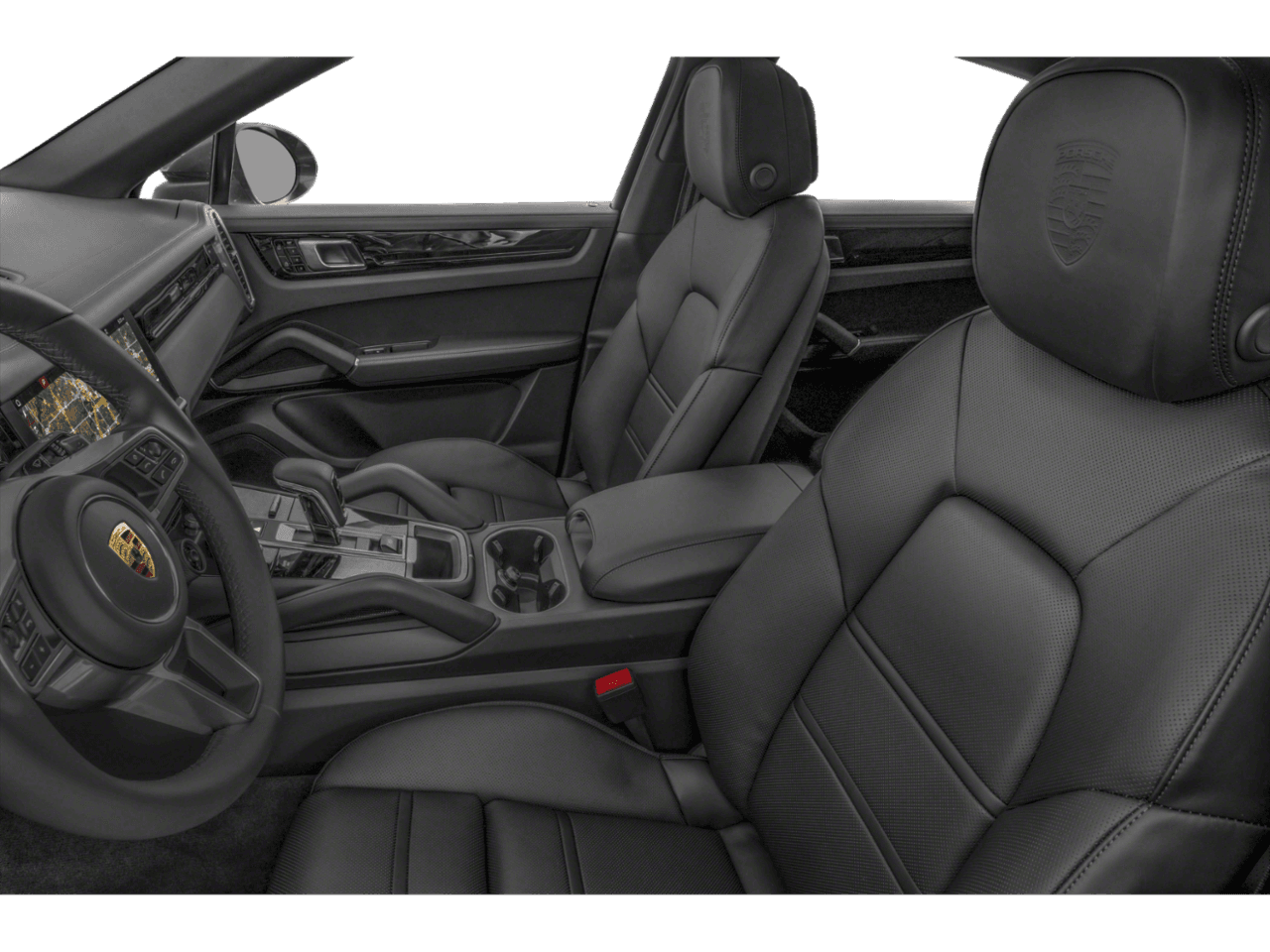 2022 Porsche Cayenne Turbo S E-Hybrid - Interior Driver's Side with Door Open, Front Seat Feature