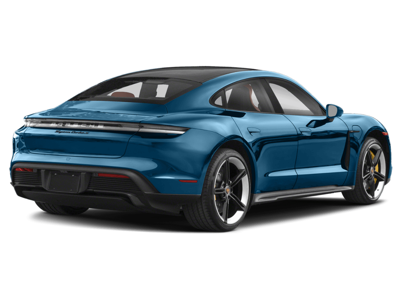 2022 Porsche Taycan Turbo - Rear 3/4, facing to the right
